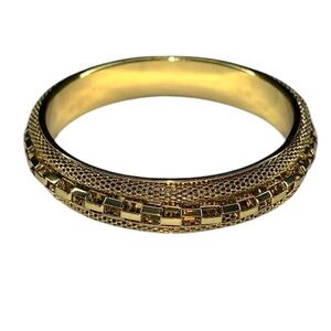 Graziano Gold Tone Mesh & Chain Design Bangle Bracelet